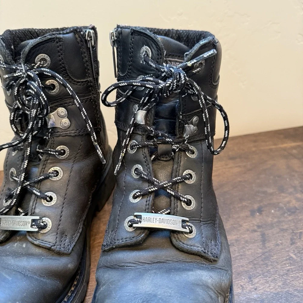 HARLEY DAVIDSON D94194 Men's 8.5 USA Austwell Black Leather‎ Motorcycle Boots